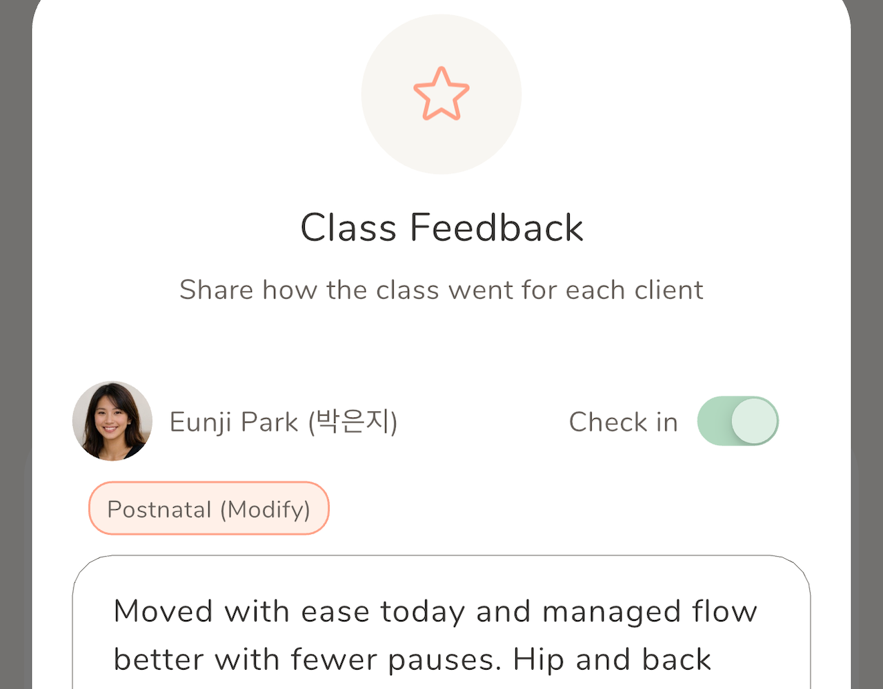 Class feedback